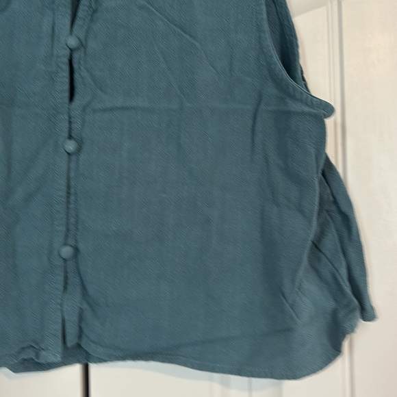 Blue Crop Tank Top with High Neckline - Picture 7 of 10